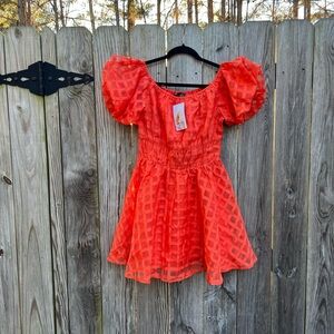 NWT Pretty Garden Orange Short Flare Dress Sz Small